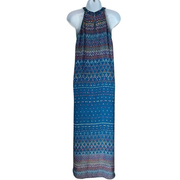 BCBG Max Azria Marrocal Blue Tapestry High Low Sleeveless Dress Size M - Picture 4 of 14